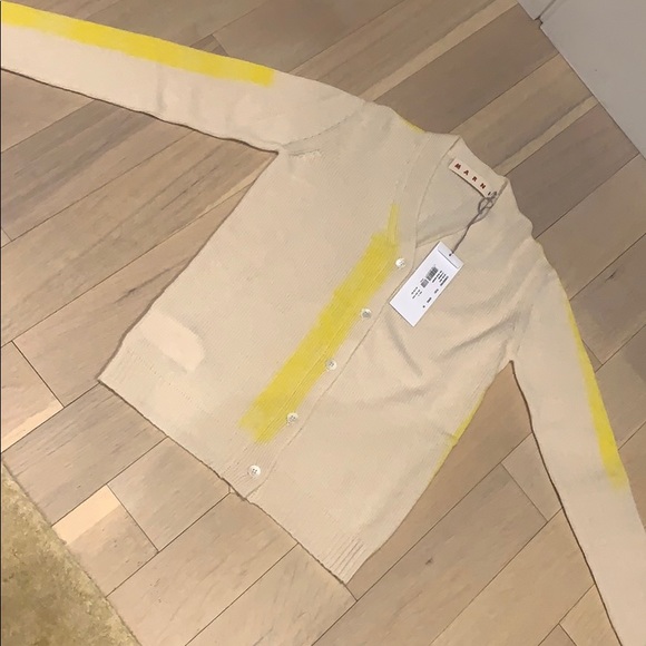 Marni Cardigan with yellow paint stripes cashmere - Picture 5 of 5